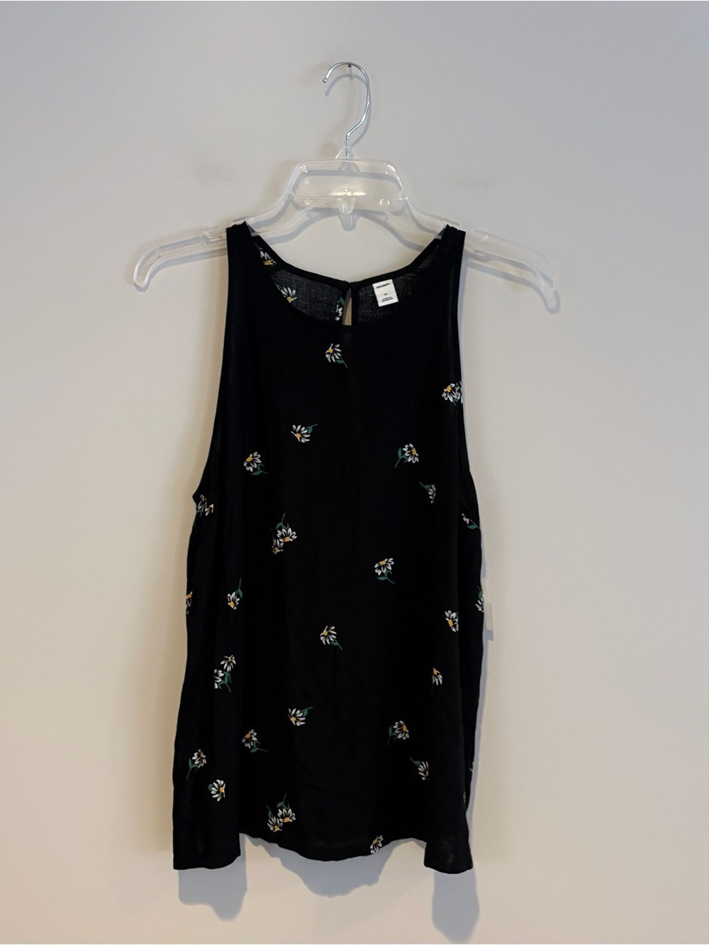 NWT Old Navy Black Tank with Small Floral Print Size M
